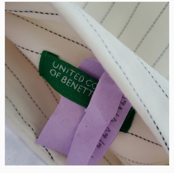 United Colors of Bennetton White Stretch Pinstripe Pencil Skirt - Picture 4 of 4